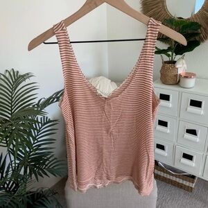 🪴$5/25🪴 Forever 21 Striped Tank Top Rust Orange White Gold Small